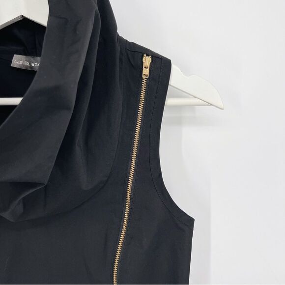 Camilla and Marc Black Funnel Neck Sleeveless Zipper Dress Sz 2 - Picture 4 of 8
